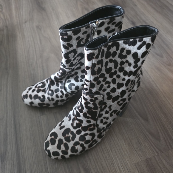 Nine West Jilene Leopard Print Ankle Boots In Black And White - Picture 5 of 5